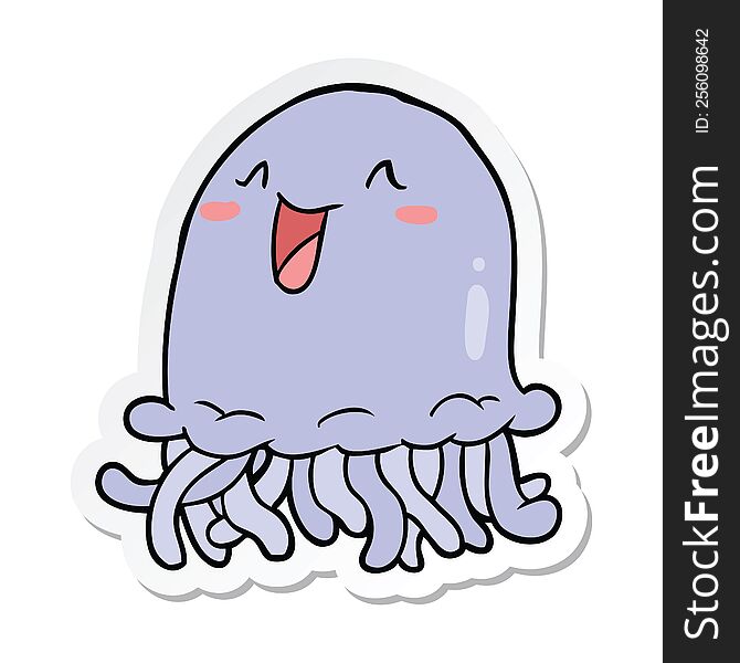 sticker of a cartoon jellyfish