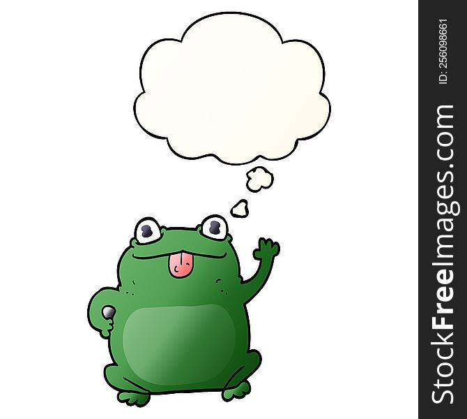 cartoon frog with thought bubble in smooth gradient style