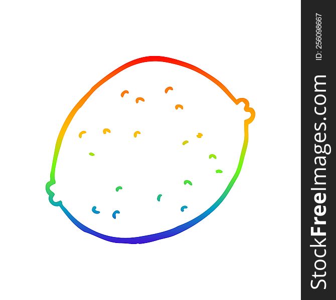 Rainbow Gradient Line Drawing Cartoon Lemon