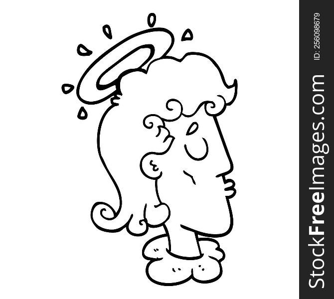 line drawing cartoon angel face