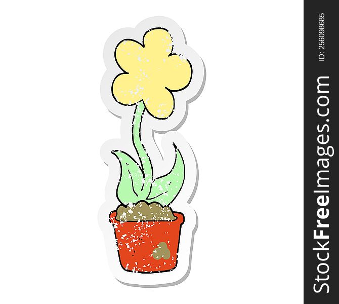 distressed sticker of a cute cartoon flower