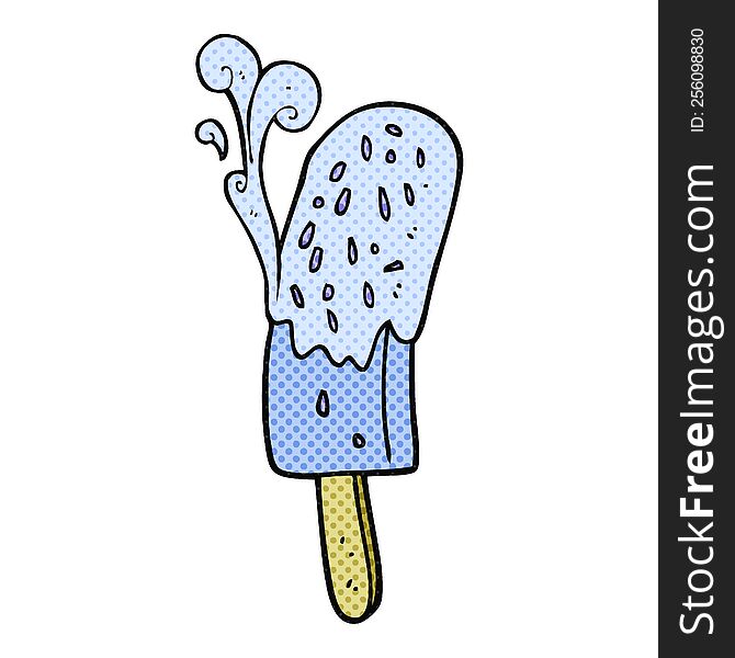 freehand drawn comic book style cartoon ice lolly