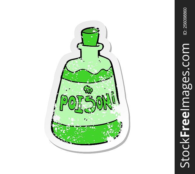 retro distressed sticker of a cartoon bottle of poison