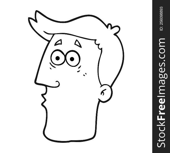 freehand drawn black and white cartoon male face