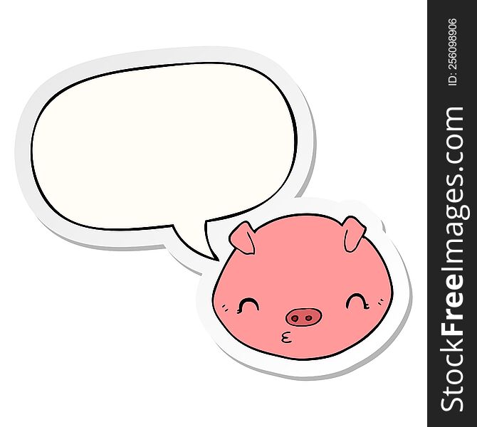 cartoon pig with speech bubble sticker. cartoon pig with speech bubble sticker