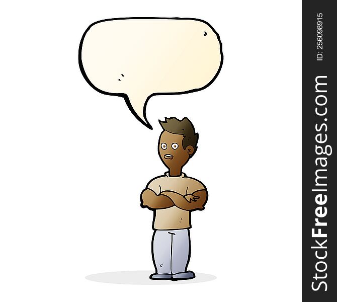 Cartoon Man With Crossed Arms With Speech Bubble