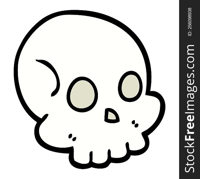 Hand Drawn Doodle Style Cartoon Skull