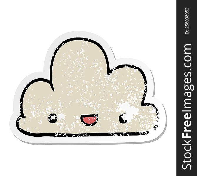 Distressed Sticker Of A Cartoon Tiny Happy Cloud