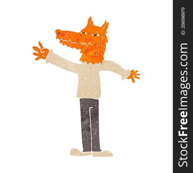 cartoon waving fox man