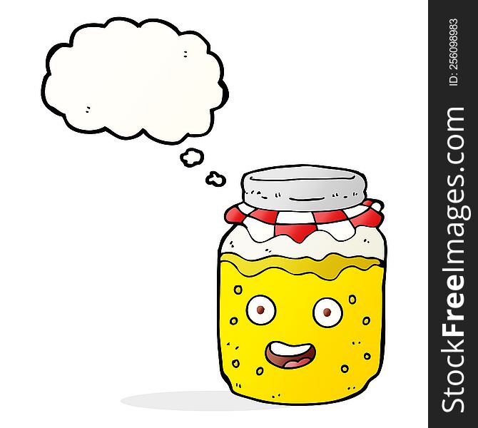 Cartoon Honey Jar With Thought Bubble