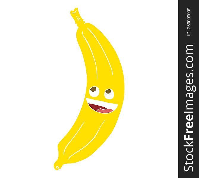 Flat Color Illustration Of A Cartoon Banana