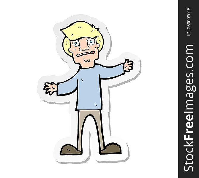 sticker of a cartoon surprised man