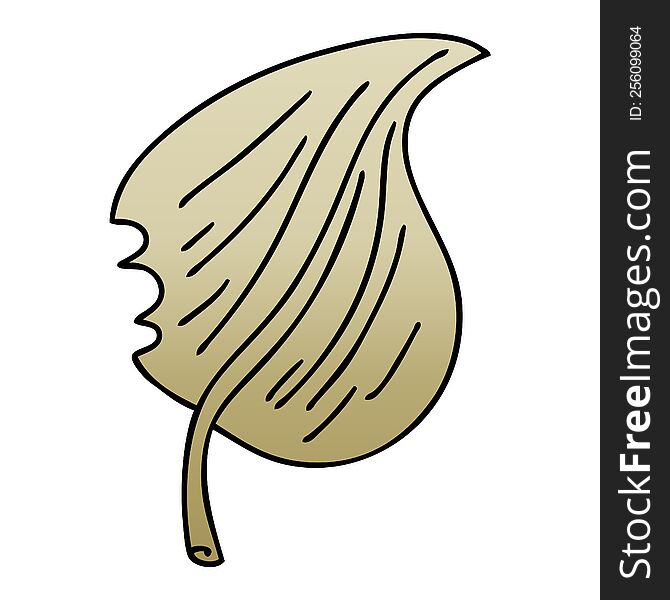 gradient shaded quirky cartoon munched leaf. gradient shaded quirky cartoon munched leaf