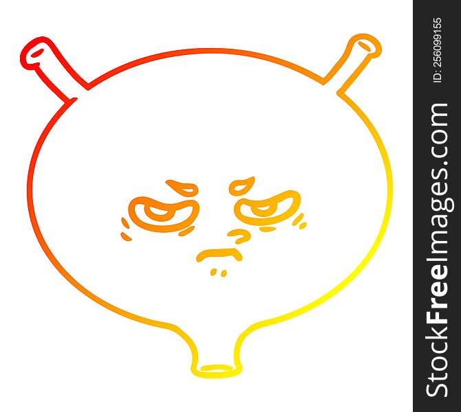warm gradient line drawing of a cartoon angry bladder