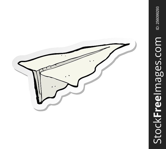 sticker of a cartoon paper aeroplane