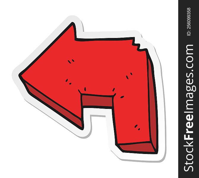 sticker of a cartoon direction arrow