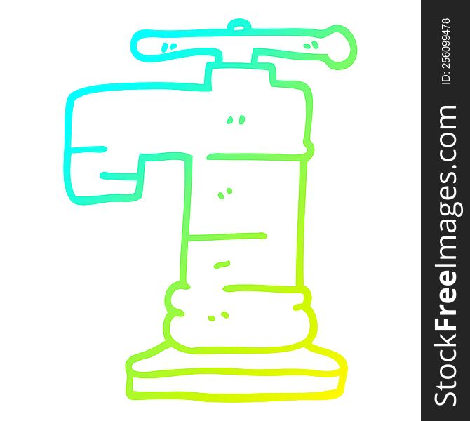 cold gradient line drawing of a cartoon gold plated faucet