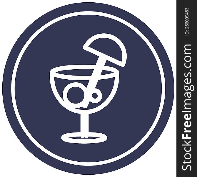 cocktail with umbrella circular icon