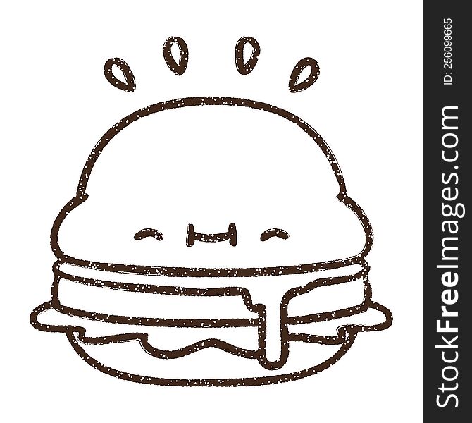 Cute Burger Charcoal Drawing