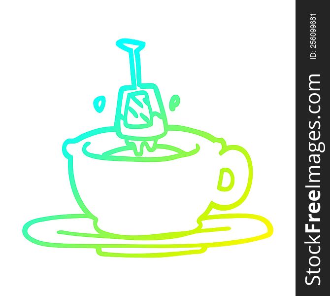 cold gradient line drawing cartoon cup of tea