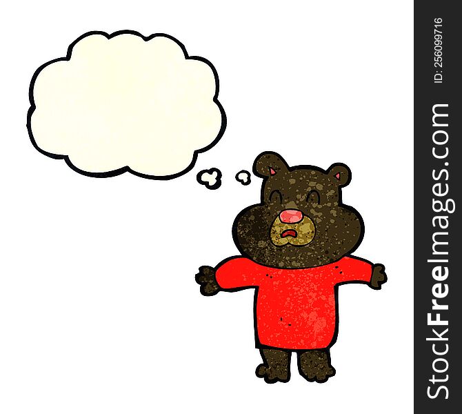 Cartoon Unhappy Black Bear  With Thought Bubble