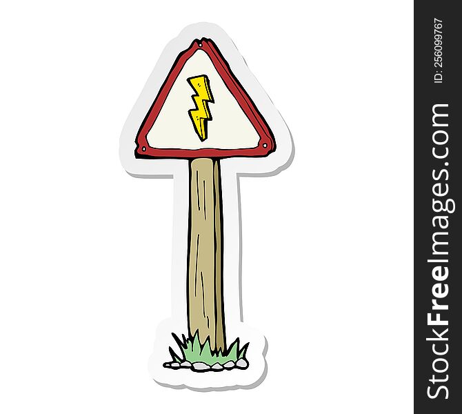 sticker of a cartoon electrical warning sign