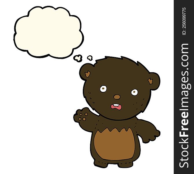Cartoon Worried Black Bear With Thought Bubble