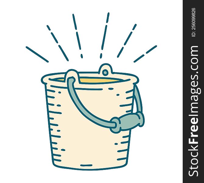 illustration of a traditional tattoo style bucket of water