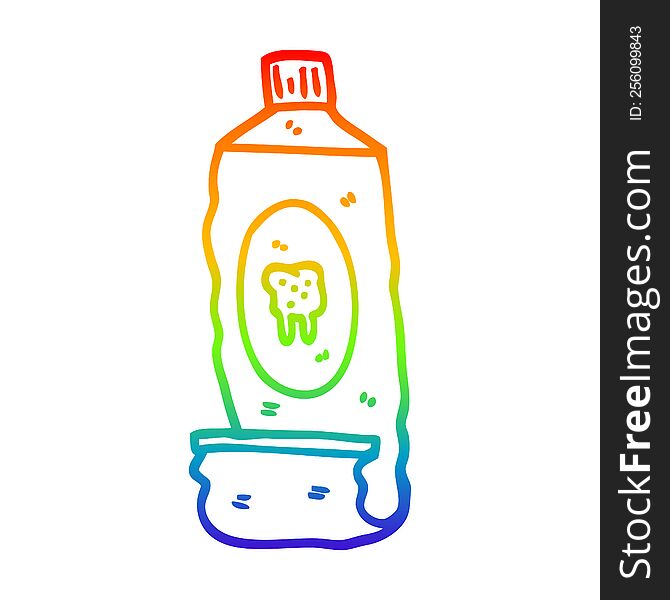 rainbow gradient line drawing of a cartoon toothpaste