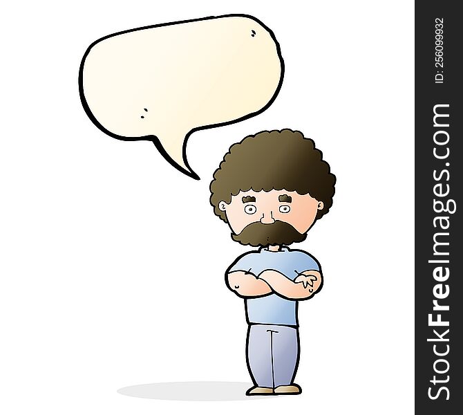 Cartoon Dad With Folded Arms With Speech Bubble