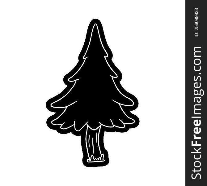 cartoon icon drawing of woodland pine trees