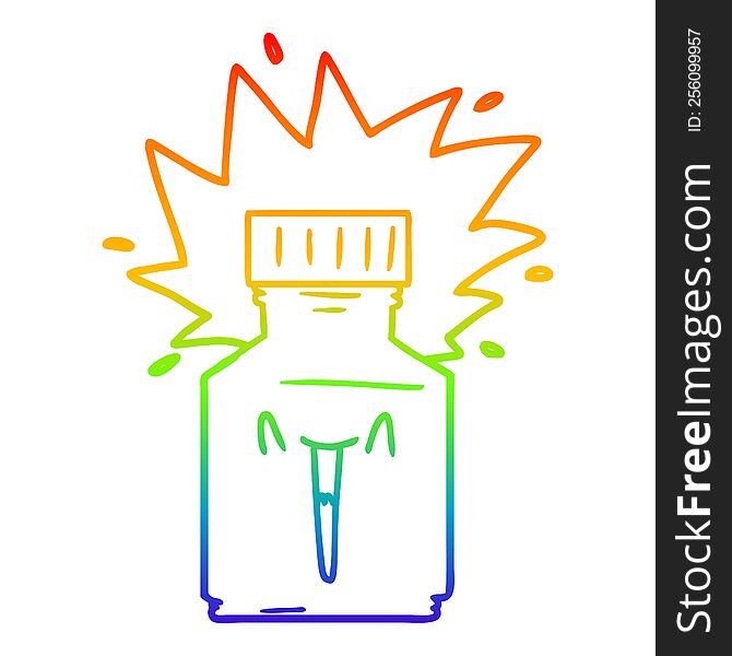 Rainbow Gradient Line Drawing Cartoon Pill Jar