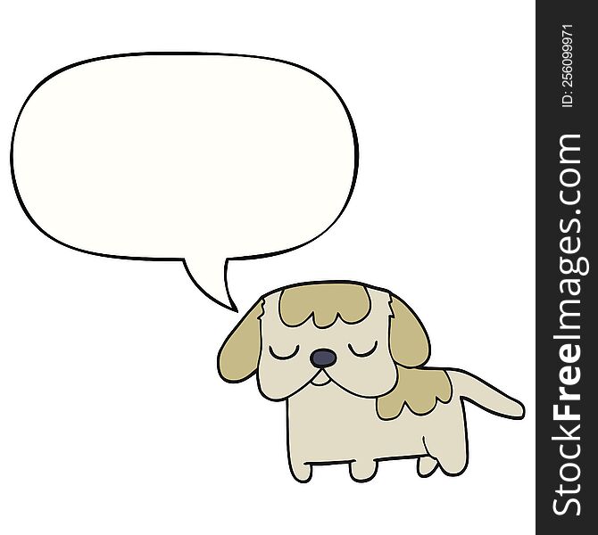 cute cartoon puppy and speech bubble