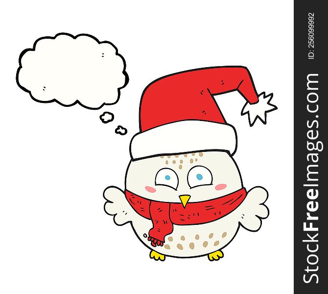 Thought Bubble Cartoon Cute Christmas Owl