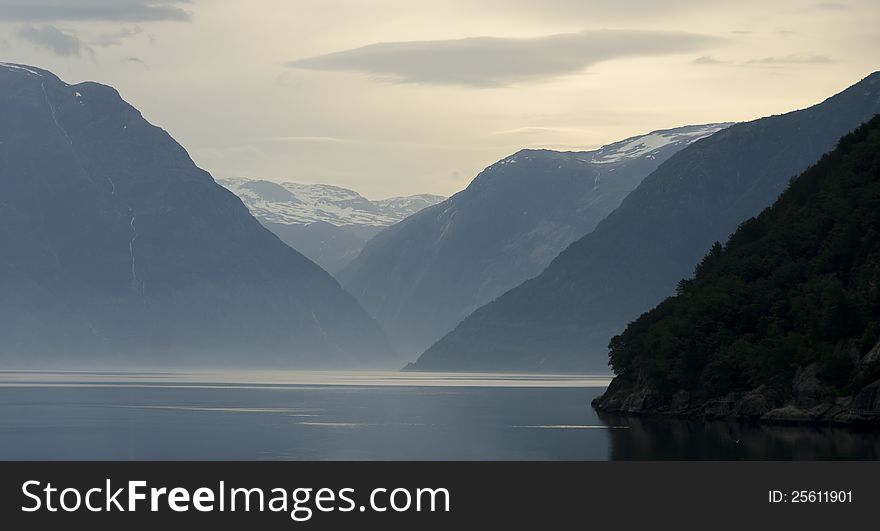 First Morninglight In The Fjord
