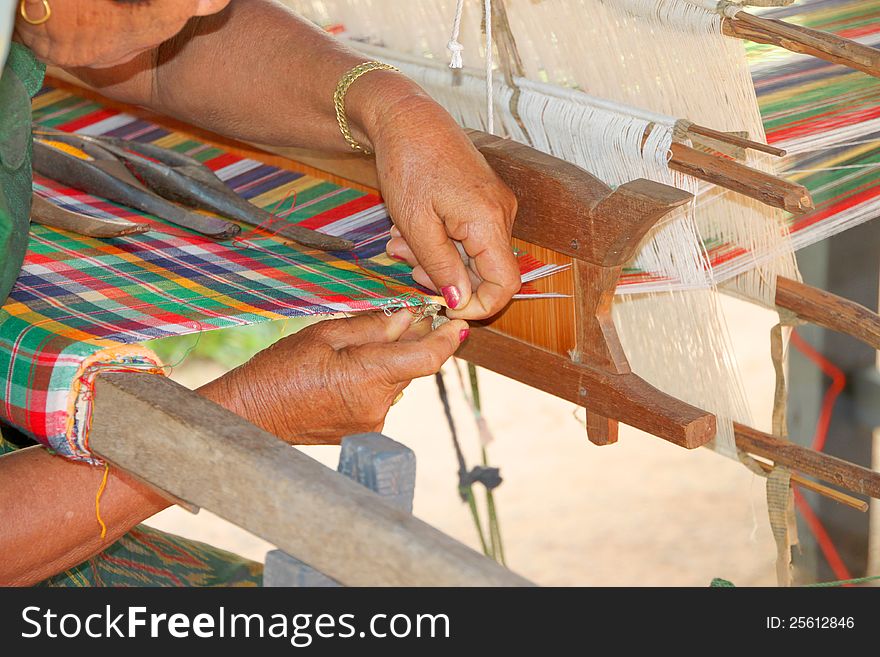 Handmade of rural Thai traditional textile weaving