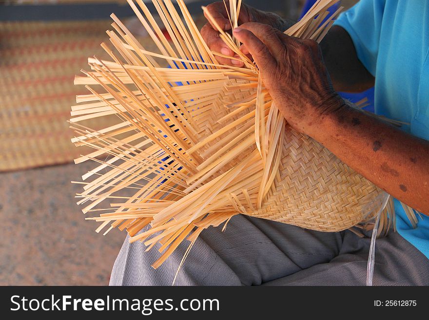 Handmade of rural Thai traditional bamboo weaving