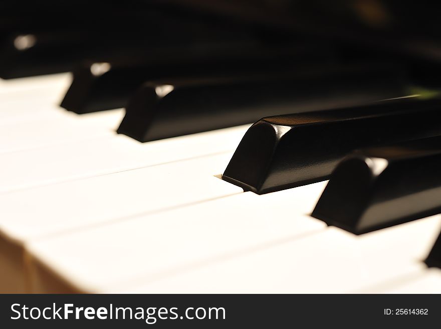 Close-up of the piano keys