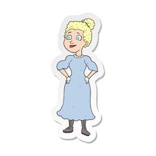 Sticker Of A Cartoon Victorian Woman In Dress Stock Image