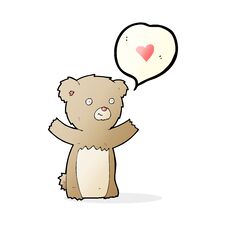 Cartoon Teddy Bear With Love Heart Stock Photo