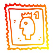 Warm Gradient Line Drawing Cartoon Stamp With Royal Head Stock Images