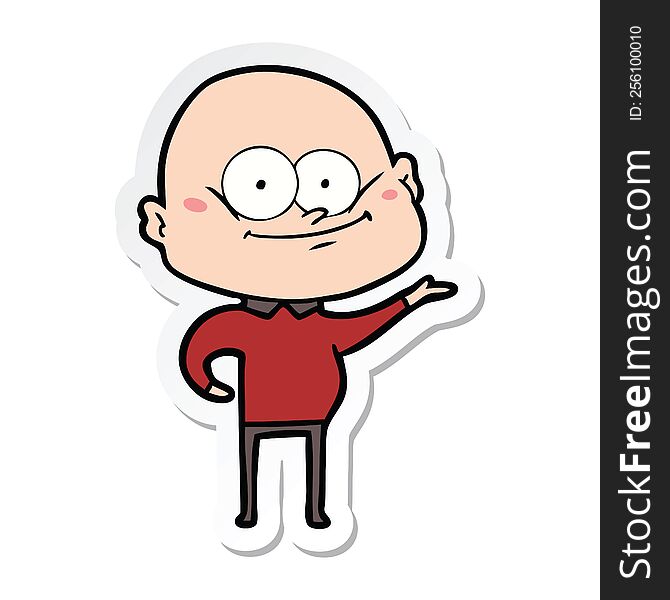 Sticker Of A Cartoon Bald Man Staring