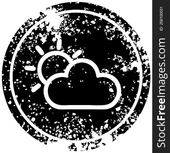 sun and cloud distressed icon symbol