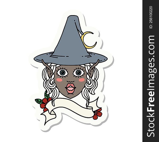 sticker of a elf mage character face. sticker of a elf mage character face