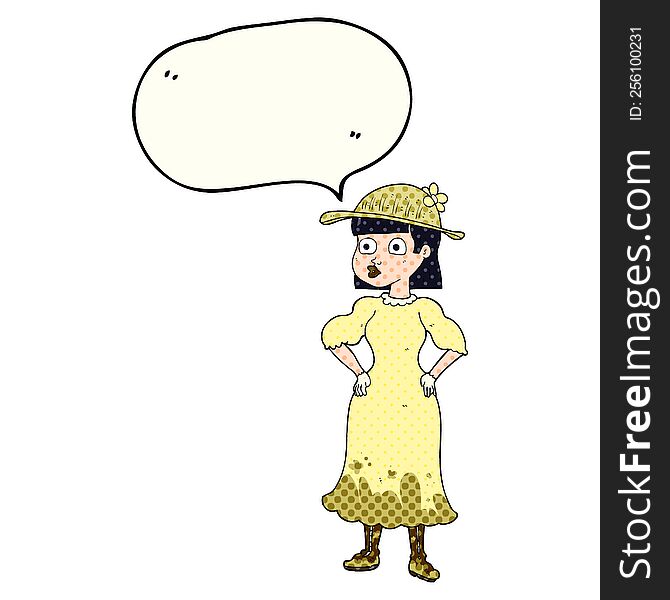 Comic Book Speech Bubble Cartoon Woman In Muddy Dress