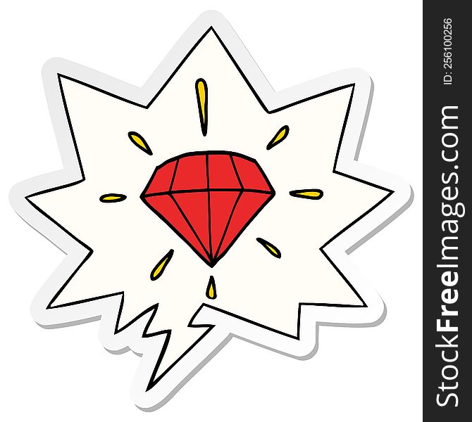 cartoon tattoo diamond with speech bubble sticker