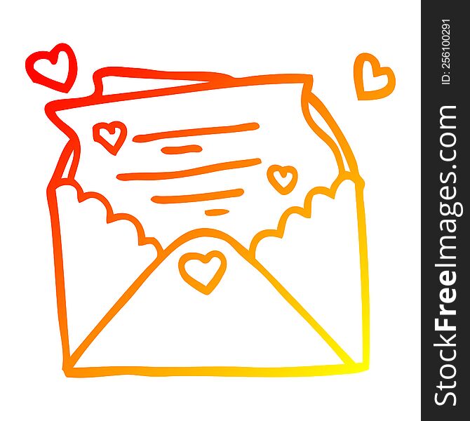 warm gradient line drawing of a cartoon love letter