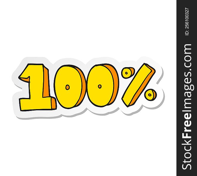 sticker of a cartoon 100 per cent symbol