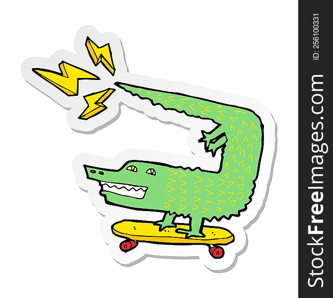 sticker of a amazing skateboarding alligator