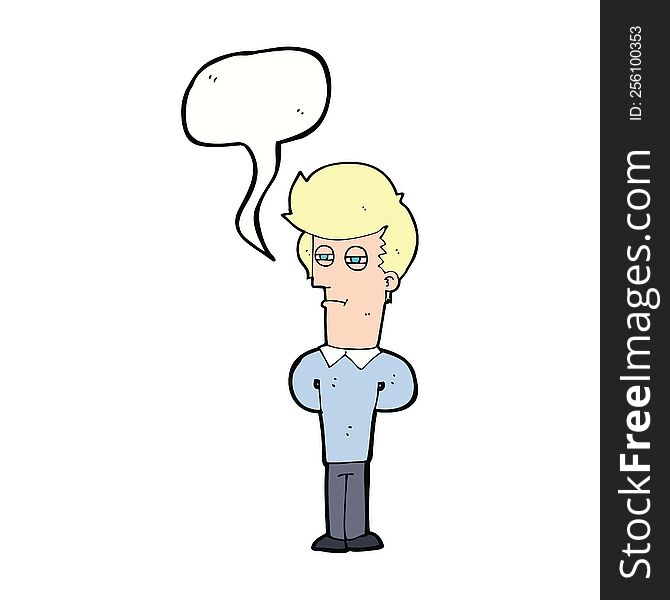 Cartoon Jaded Man With Speech Bubble